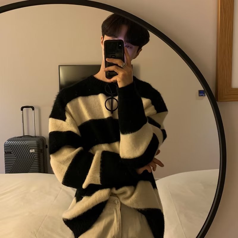 Round Neck Striped Design Sense Niche Soft Glutinous Sweater