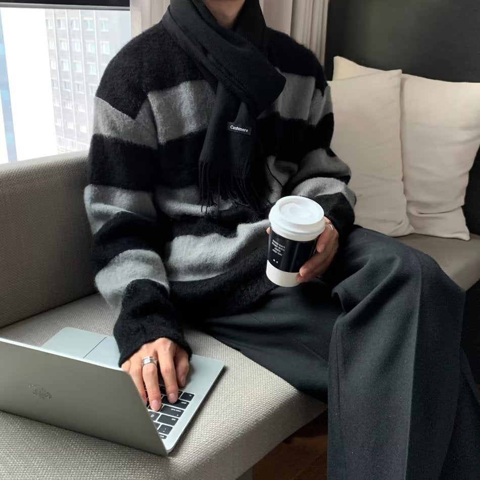 Round Neck Striped Design Sense Niche Soft Glutinous Sweater