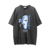 Fun Masked Man Like Printed Round Neck Short Sleeve T-shirt