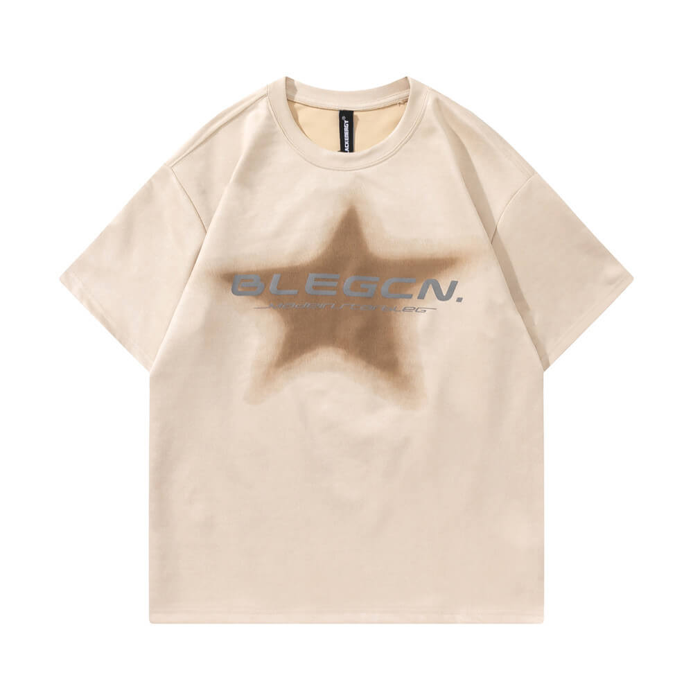 Five-pointed Star Printed T-shirt Top For Men