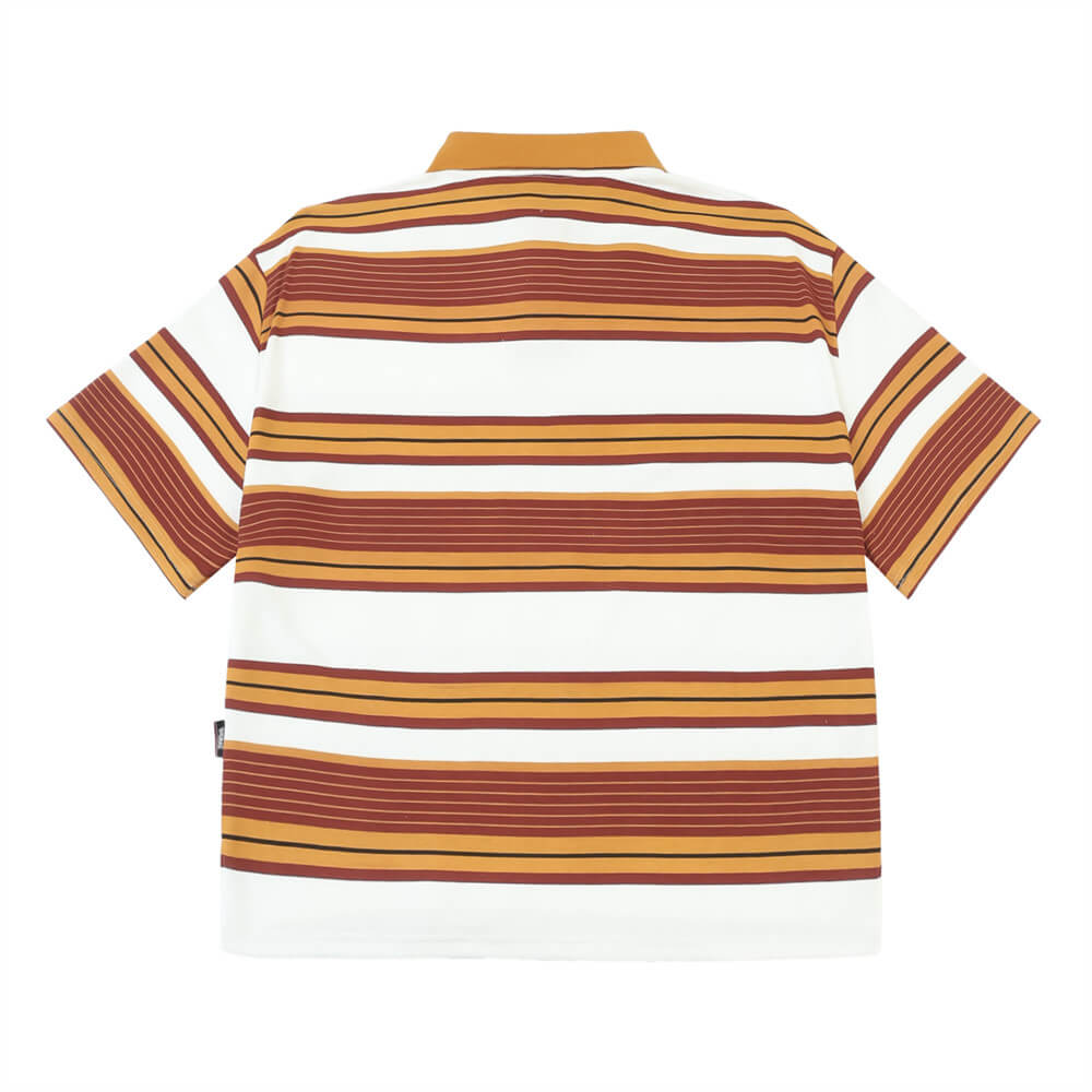 Striped Lapel Short-sleeved T-shirt For Men