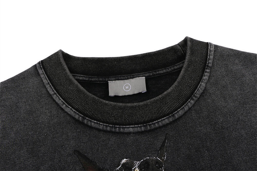 Printed Washed Distressed T-shirt For Men