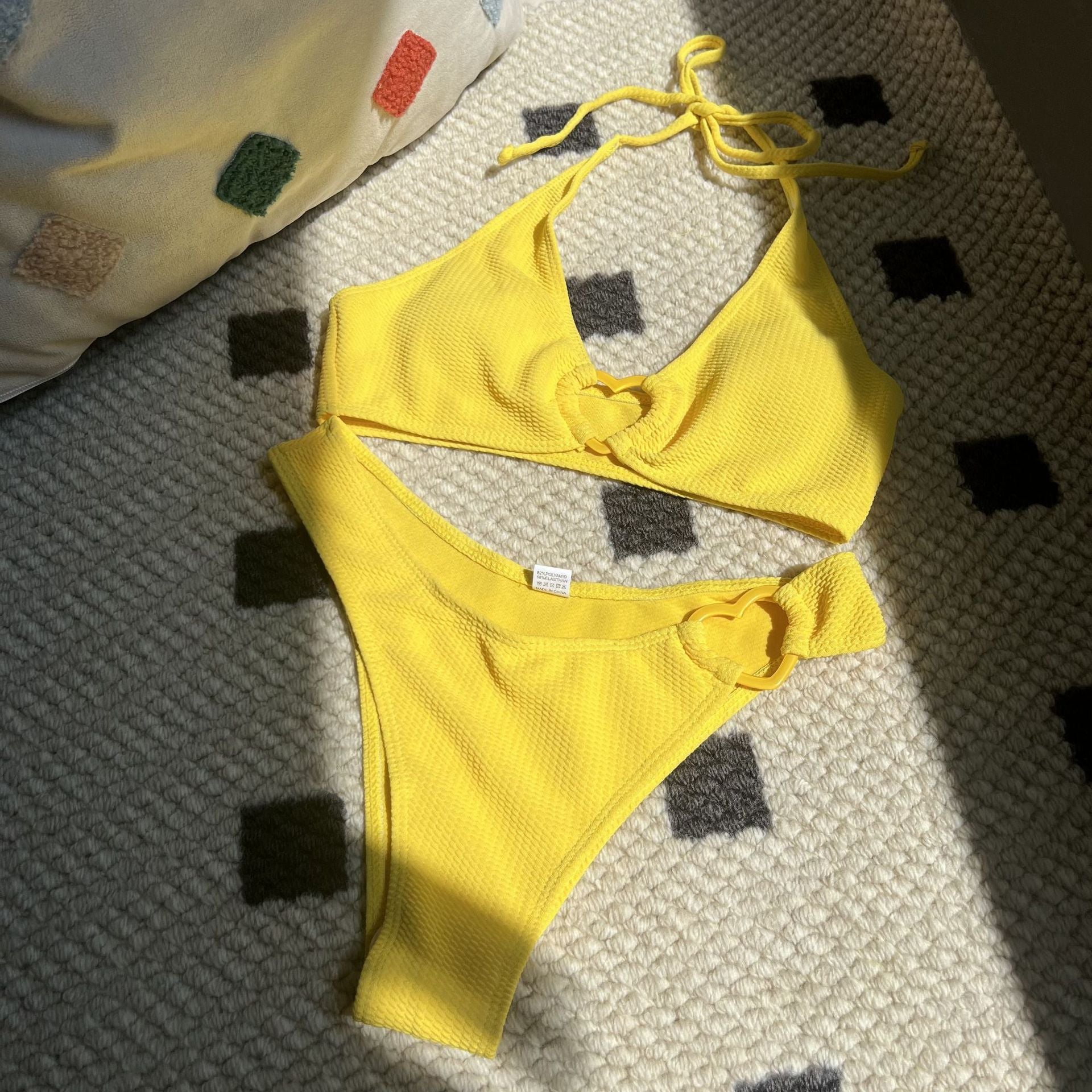 New Love Split Swimwear Swimsuit Bikini Set