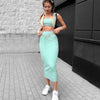 Summer Knitted Vest Cropped Crop Top Set