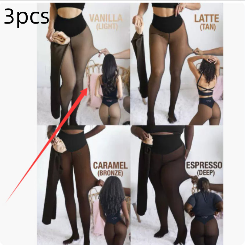 Single Thread Stitching Cross-border Winter Warm Translucent Leggings