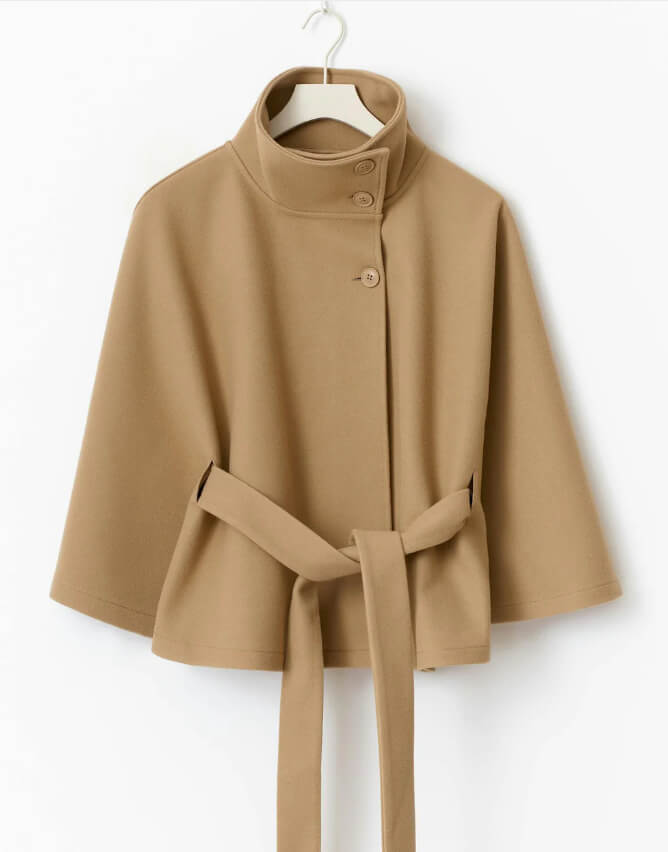 Winter High Neck Batwing Sleeve Coat With Belt Fashion Loose Elegant Button Top Trench Coat For Women Clothing