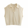 Korean Style Women's Shirt Collar Knitted Vest