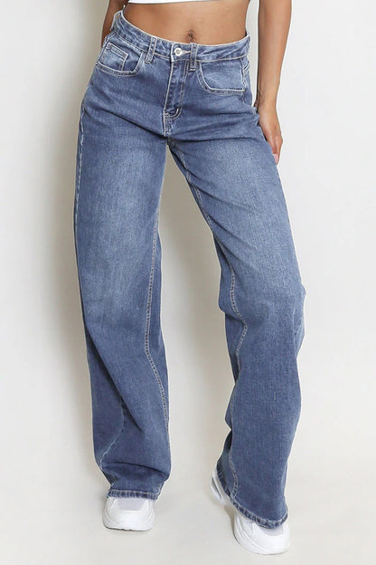 European And American Style Women Jeans Fashion Simple Straight Loose