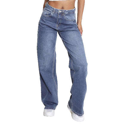 European And American Style Women Jeans Fashion Simple Straight Loose