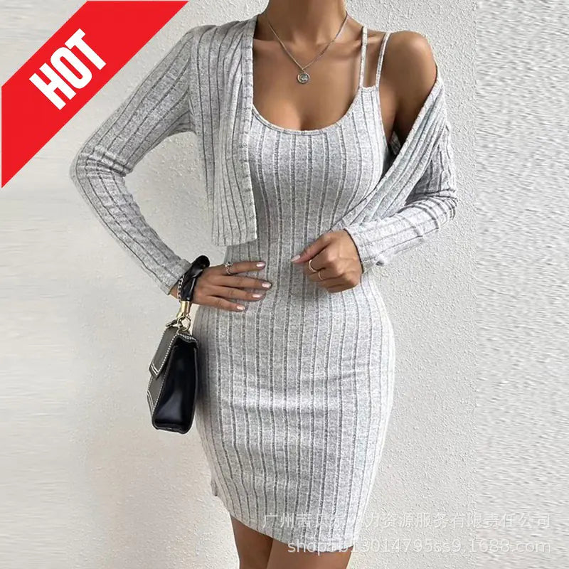 Chic Cardigan & Bodycon Dress Duo