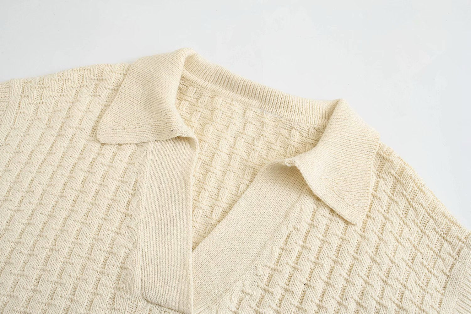 Korean Style Women's Shirt Collar Knitted Vest