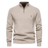 Men's Zipper Stand Collar Knitted Sweater Fashion Slim Solid Color Long Sleeve Half Turtleneck Top Men's Clothing