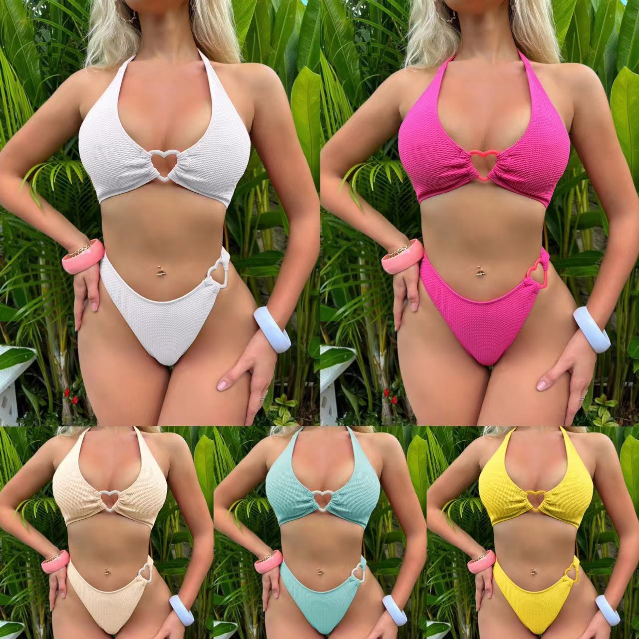 New Love Split Swimwear Swimsuit Bikini Set