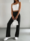 Flared Pants Women's Solid Color Casual Pants Ribbed Knit Fashionable Versatile Slim Fit Trousers