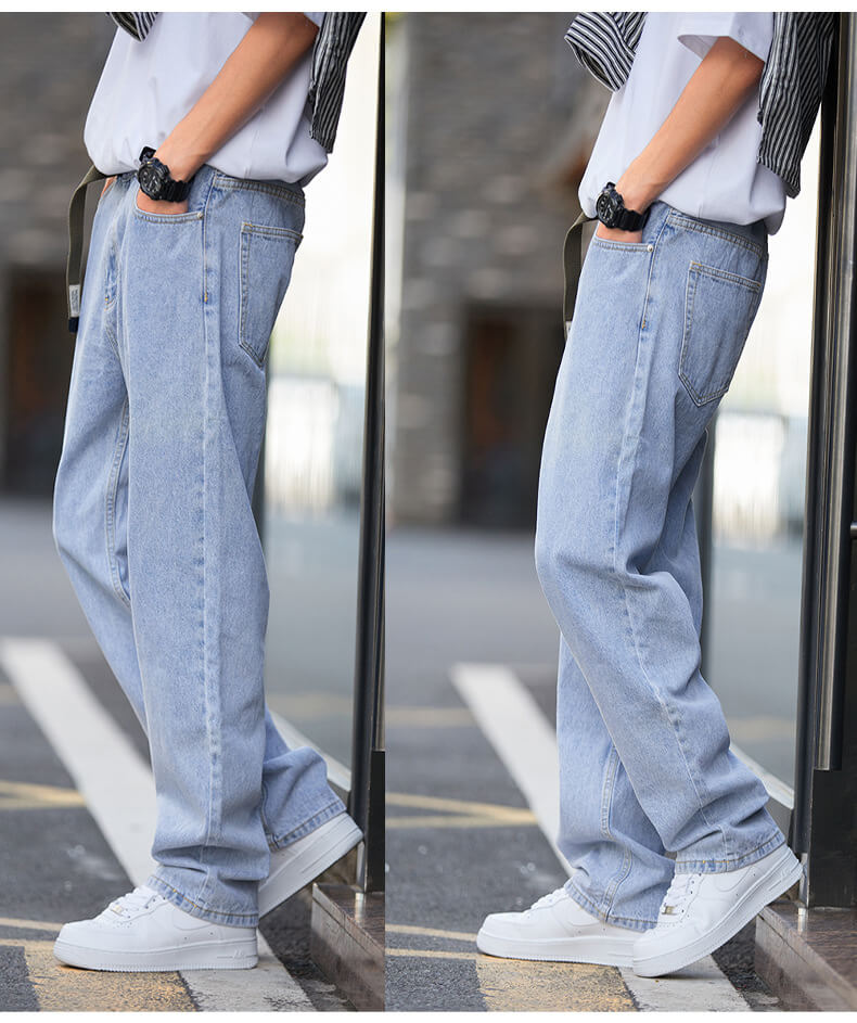 Hong Kong Style Simple Casual All-match Light-colored Jeans