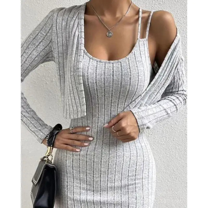 Chic Cardigan & Bodycon Dress Duo